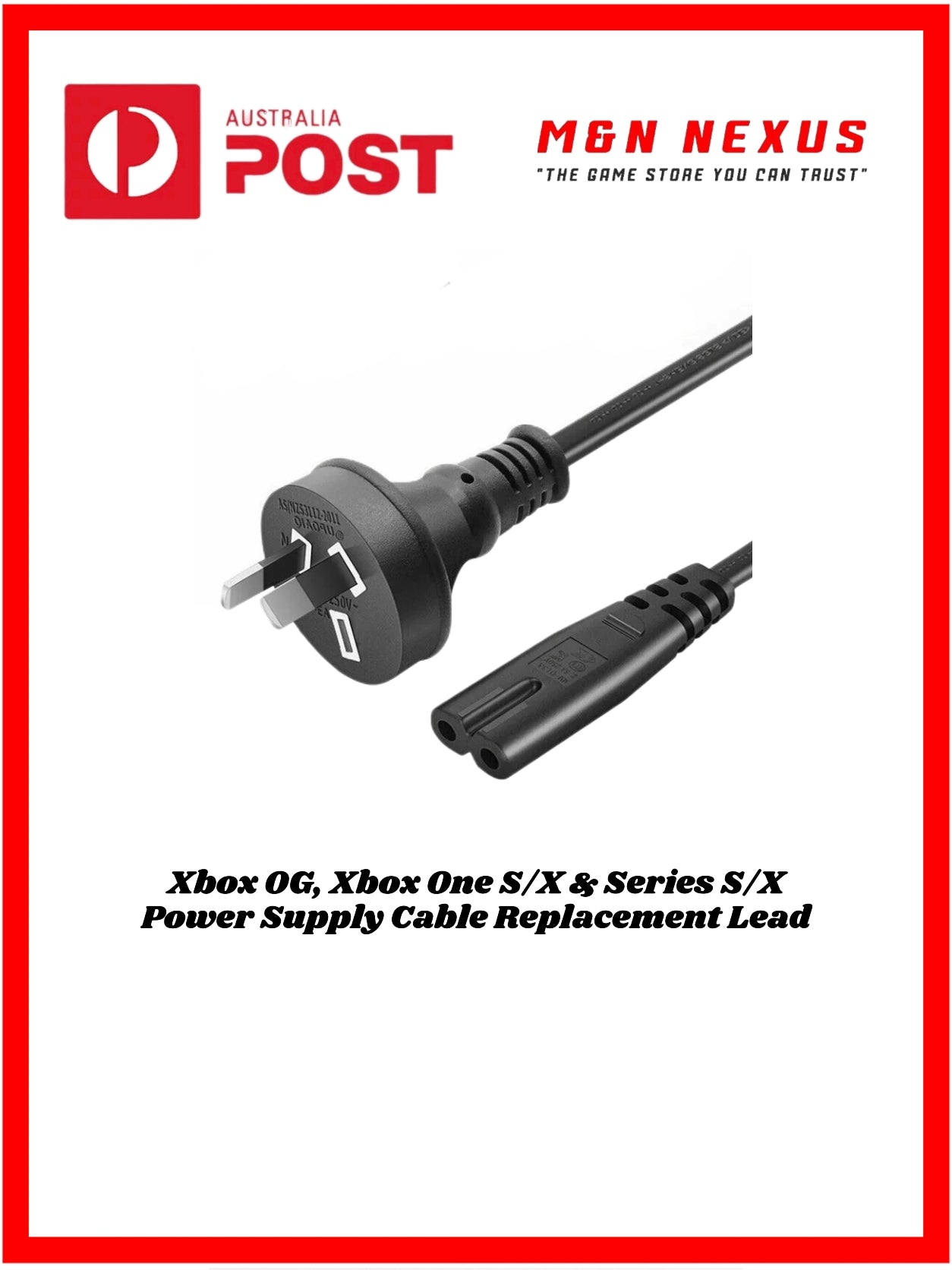 Xbox Power Cable - Fits Xbox S & X & Xbox Series S & X